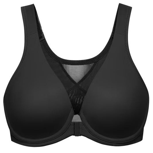 MELENECA Women's Front Closure Bras Plus Size Unlined Underwire Back Support Posture Bra Black 48B